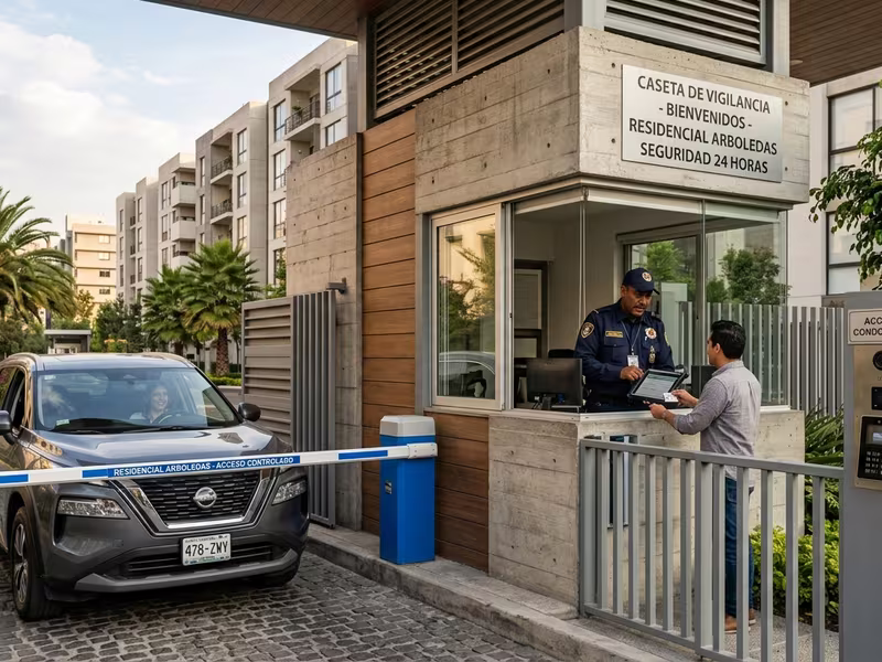 Caseta de seguridad moderna en residencial premium