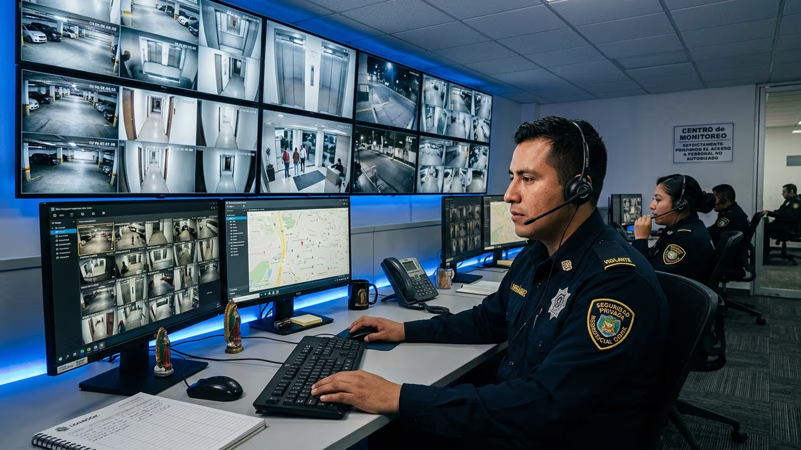 Central de monitoreo coordinando el operativo en tiempo real