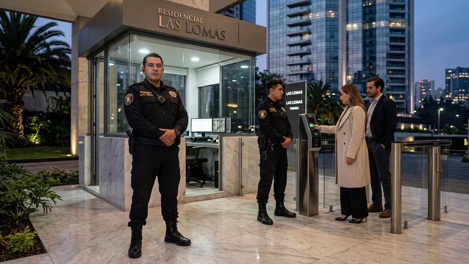 Personal de seguridad privada en control de acceso de evento corporativo