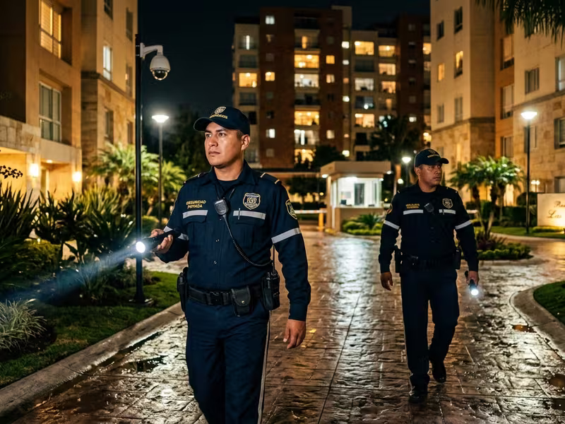 Guardia haciendo rondines en fraccionamiento