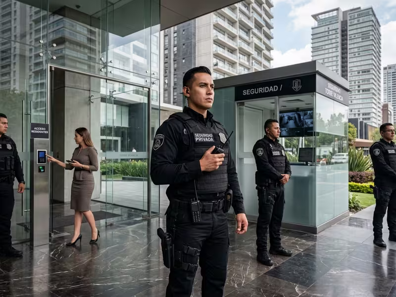 Guardia uniformado en residencial de lujo